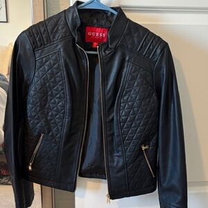 GUESS Black Quilted Leather Jacket